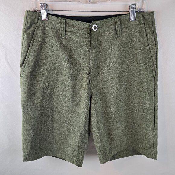 Volcom Mens 30 Olive Green Surf & Turf Hybrid Shorts 4-Way Stretch Swim Casual - Picture 1 of 9